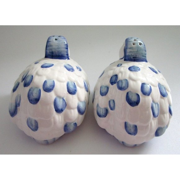 Vintage Ceramic blue and white pheasant/bird - salt and pepper shakers - Abbott - Picture 3 of 7